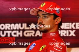 Charles Leclerc (MON) Ferrari in the post race FIA Press Conference. 25.08.2024. Formula 1 World Championship, Rd 15, Dutch Grand Prix, Zandvoort, Netherlands, Race Day.