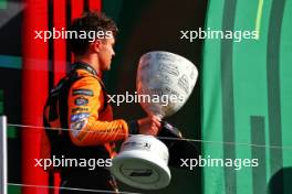 Race winner Lando Norris (GBR) McLaren celebrates on the podium. 25.08.2024. Formula 1 World Championship, Rd 15, Dutch Grand Prix, Zandvoort, Netherlands, Race Day.