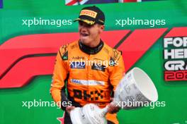 Race winner Lando Norris (GBR) McLaren celebrates on the podium. 25.08.2024. Formula 1 World Championship, Rd 15, Dutch Grand Prix, Zandvoort, Netherlands, Race Day.