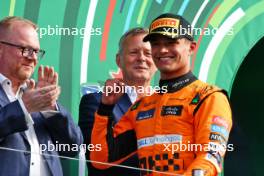 Race winner Lando Norris (GBR) McLaren celebrates on the podium. 25.08.2024. Formula 1 World Championship, Rd 15, Dutch Grand Prix, Zandvoort, Netherlands, Race Day.