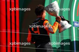 Race winner Lando Norris (GBR) McLaren celebrates on the podium. 25.08.2024. Formula 1 World Championship, Rd 15, Dutch Grand Prix, Zandvoort, Netherlands, Race Day.