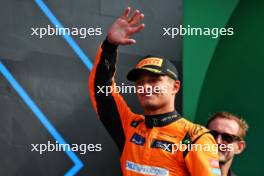 Race winner Lando Norris (GBR) McLaren celebrates on the podium. 25.08.2024. Formula 1 World Championship, Rd 15, Dutch Grand Prix, Zandvoort, Netherlands, Race Day.