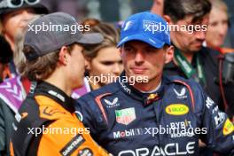 Second placed Max Verstappen (NLD) Red Bull Racing in qualifying parc ferme with third placed Oscar Piastri (AUS) McLaren. 24.08.2024. Formula 1 World Championship, Rd 15, Dutch Grand Prix, Zandvoort, Netherlands, Qualifying Day.