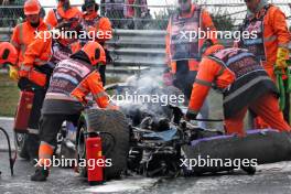 Marshals clear the circuit after Logan Sargeant (USA) Williams Racing FW46 crashed in the third practice session. 24.08.2024. Formula 1 World Championship, Rd 15, Dutch Grand Prix, Zandvoort, Netherlands, Qualifying Day.