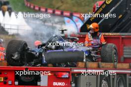 The Williams Racing FW46 of Logan Sargeant (USA) Williams Racing FW46 is recovered back to the pits on the back of a truck after he crashed in the third practice session. 24.08.2024. Formula 1 World Championship, Rd 15, Dutch Grand Prix, Zandvoort, Netherlands, Qualifying Day.