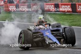 Logan Sargeant (USA) Williams Racing FW46 crashed in the third practice session. 24.08.2024. Formula 1 World Championship, Rd 15, Dutch Grand Prix, Zandvoort, Netherlands, Qualifying Day.