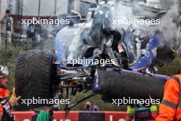 The Williams Racing FW46 of Logan Sargeant (USA) Williams Racing FW46 is recovered back to the pits on the back of a truck after he crashed in the third practice session. 24.08.2024. Formula 1 World Championship, Rd 15, Dutch Grand Prix, Zandvoort, Netherlands, Qualifying Day.