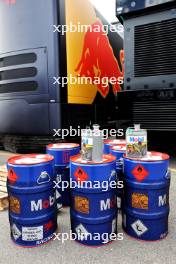 Mobil fuel cans for Red Bull Racing in the paddock. 22.08.2024. Formula 1 World Championship, Rd 15, Dutch Grand Prix, Zandvoort, Netherlands, Preparation Day.