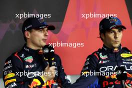 (L to R): Max Verstappen (NLD) Red Bull Racing and team mate Sergio Perez (MEX) Red Bull Racing in the post qualifying FIA Press Conference. 08.03.2024. Formula 1 World Championship, Rd 2, Saudi Arabian Grand Prix, Jeddah, Saudi Arabia, Qualifying Day.