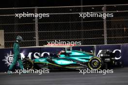 Lance Stroll (CDN) Aston Martin F1 Team AMR24 crashed out of the race. 09.03.2024. Formula 1 World Championship, Rd 2, Saudi Arabian Grand Prix, Jeddah, Saudi Arabia, Race Day.