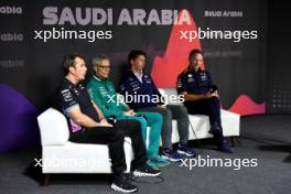 (L to R): Bruno Famin (FRA) Alpine Motorsports Vice President and Alpine F1 Team Team Principal; Mike Krack (LUX) Aston Martin F1 Team, Team Principal; James Vowles (GBR) Williams Racing Team Principal; and Christian Horner (GBR) Red Bull Racing Team Principal, in the FIA Press Conference. 07.03.2024. Formula 1 World Championship, Rd 2, Saudi Arabian Grand Prix, Jeddah, Saudi Arabia, Practice Day.
