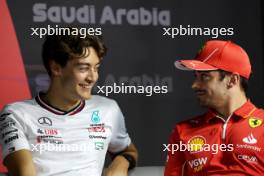 (L to R): George Russell (GBR) Mercedes AMG F1 and Charles Leclerc (MON) Ferrari in the FIA Press Conference. 06.03.2024. Formula 1 World Championship, Rd 2, Saudi Arabian Grand Prix, Jeddah, Saudi Arabia, Preparation Day.