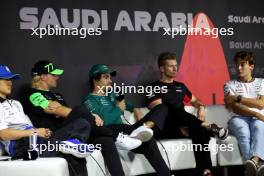 (L to R): Yuki Tsunoda (JPN) RB; Valtteri Bottas (FIN) Sauber; Lance Stroll (CDN) Aston Martin F1 Team; Nico Hulkenberg (GER) Haas F1 Team; and George Russell (GBR) Mercedes AMG F1, in the FIA Press Conference. 06.03.2024. Formula 1 World Championship, Rd 2, Saudi Arabian Grand Prix, Jeddah, Saudi Arabia, Preparation Day.