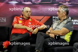 (L to R): Frederic Vasseur (FRA) Ferrari Team Principal and Mario Isola (ITA) Pirelli Racing Manager in the FIA Press Conference. 20.09.2024. Formula 1 World Championship, Rd 18, Singapore Grand Prix, Marina Bay Street Circuit, Singapore, Practice Day.