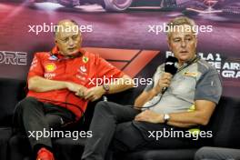 (L to R): Frederic Vasseur (FRA) Ferrari Team Principal and Mario Isola (ITA) Pirelli Racing Manager in the FIA Press Conference. 20.09.2024. Formula 1 World Championship, Rd 18, Singapore Grand Prix, Marina Bay Street Circuit, Singapore, Practice Day.