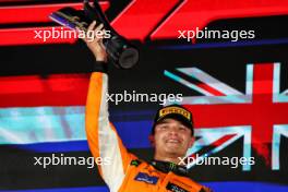 Race winner Lando Norris (GBR) McLaren celebrates on the podium. 22.09.2024. Formula 1 World Championship, Rd 18, Singapore Grand Prix, Marina Bay Street Circuit, Singapore, Race Day.