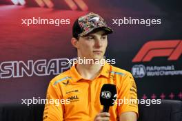 Oscar Piastri (AUS) McLaren in the post race FIA Press Conference. 22.09.2024. Formula 1 World Championship, Rd 18, Singapore Grand Prix, Marina Bay Street Circuit, Singapore, Race Day.