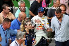 Max Verstappen (NLD) Red Bull Racing with the media. 21.09.2024. Formula 1 World Championship, Rd 18, Singapore Grand Prix, Marina Bay Street Circuit, Singapore, Qualifying Day.