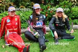 Podium finishers (L to R): Maya Weug (NLD) Prema, second; Abbi Pulling (GBR) Rodin Motorsport, race winner; Doriane Pin (FRA) Prema Racing, third. 21.09.2024. FIA Formula Academy, Rd 5, Race 1, Marina Bay Street Circuit, Singapore, Saturday.