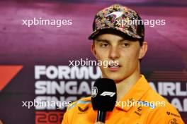 Oscar Piastri (AUS) McLaren in the FIA Press Conference. 19.09.2024. Formula 1 World Championship, Rd 18, Singapore Grand Prix, Marina Bay Street Circuit, Singapore, Preparation Day.