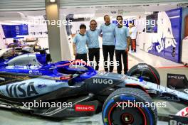 (L to R): Yuki Tsunoda (JPN) RB; Laurent Mekies (FRA) RB Technical Director; Peter Bayer (AUT) RB Chief Executive Officer; Daniel Ricciardo (AUS) - Denim livery reveal for the RB VCARB 01.  19.09.2024. Formula 1 World Championship, Rd 18, Singapore Grand Prix, Marina Bay Street Circuit, Singapore, Preparation Day.