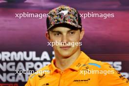 Oscar Piastri (AUS) McLaren in the FIA Press Conference. 19.09.2024. Formula 1 World Championship, Rd 18, Singapore Grand Prix, Marina Bay Street Circuit, Singapore, Preparation Day.