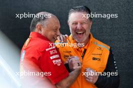 (L to R): Frederic Vasseur (FRA) Ferrari Team Principal with Zak Brown (USA) McLaren Executive Director. 18.10.2024. Formula 1 World Championship, Rd 19, United States Grand Prix, Austin, Texas, USA, Sprint Qualifying Day