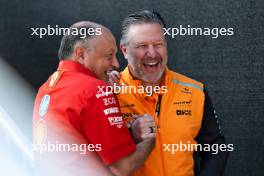 (L to R): Frederic Vasseur (FRA) Ferrari Team Principal with Zak Brown (USA) McLaren Executive Director. 18.10.2024. Formula 1 World Championship, Rd 19, United States Grand Prix, Austin, Texas, USA, Sprint Qualifying Day