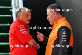 (L to R): Frederic Vasseur (FRA) Ferrari Team Principal with Zak Brown (USA) McLaren Executive Director. 18.10.2024. Formula 1 World Championship, Rd 19, United States Grand Prix, Austin, Texas, USA, Sprint Qualifying Day