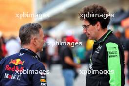 (L to R): Christian Horner (GBR) Red Bull Racing Team Principal with Mattia Binotto (ITA) Sauber Motorsport Chief Operating and Chief Technical Officer. 18.10.2024. Formula 1 World Championship, Rd 19, United States Grand Prix, Austin, Texas, USA, Sprint Qualifying Day