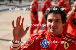 Carlos Sainz Jr (ESP) Ferrari celebrates his second position in parc ferme. 20.10.2024. Formula 1 World Championship, Rd 19, United States Grand Prix, Austin, Texas, USA, Race Day.