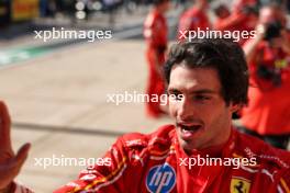 Carlos Sainz Jr (ESP) Ferrari celebrates his second position in parc ferme. 20.10.2024. Formula 1 World Championship, Rd 19, United States Grand Prix, Austin, Texas, USA, Race Day.