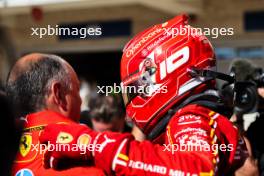 Race winner Charles Leclerc (MON) Ferrari celebrates with Frederic Vasseur (FRA) Ferrari Team Principal in parc ferme. 20.10.2024. Formula 1 World Championship, Rd 19, United States Grand Prix, Austin, Texas, USA, Race Day.