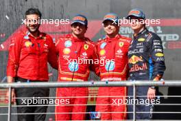 The podium (L to R): Ravin Jain (GBR) Ferrari Strategy Director; Carlos Sainz Jr (ESP) Ferrari, second; Charles Leclerc (MON) Ferrari, race winner; Max Verstappen (NLD) Red Bull Racing, third. 20.10.2024. Formula 1 World Championship, Rd 19, United States Grand Prix, Austin, Texas, USA, Race Day.