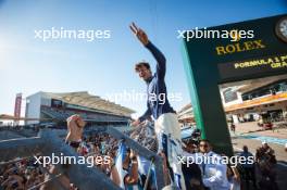 Franco Colapinto (ARG) Williams Racing celebrates with fans after the race. 20.10.2024. Formula 1 World Championship, Rd 19, United States Grand Prix, Austin, Texas, USA, Race Day.