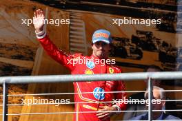 Carlos Sainz Jr (ESP) Ferrari celebrates his second position on the podium. 20.10.2024. Formula 1 World Championship, Rd 19, United States Grand Prix, Austin, Texas, USA, Race Day.