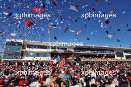 The podium (L to R): Carlos Sainz Jr (ESP) Ferrari, second; Charles Leclerc (MON) Ferrari, race winner; Max Verstappen (NLD) Red Bull Racing, third. 20.10.2024. Formula 1 World Championship, Rd 19, United States Grand Prix, Austin, Texas, USA, Race Day.