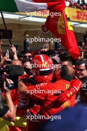 Race winner Charles Leclerc (MON) Ferrari celebrates with Frederic Vasseur (FRA) Ferrari Team Principal in parc ferme. 20.10.2024. Formula 1 World Championship, Rd 19, United States Grand Prix, Austin, Texas, USA, Race Day.