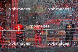 Carlos Sainz Jr (ESP) Ferrari celebrates his second position on the podium. 20.10.2024. Formula 1 World Championship, Rd 19, United States Grand Prix, Austin, Texas, USA, Race Day.