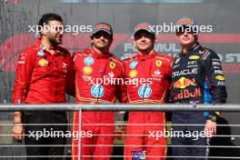 1st place Charles Leclerc (MON) Ferrari SF-24, 2nd place Carlos Sainz Jr (ESP) Ferrari SF-24 and 3rd place, Ravin Jain (GBR) Ferrari Strategy Director  and Max Verstappen (NLD) Red Bull Racing RB20. 20.10.2024. Formula 1 World Championship, Rd 19, United States Grand Prix, Austin, Texas, USA, Race Day.