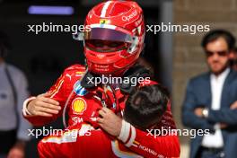 Race winner Charles Leclerc (MON) Ferrari celebrates with the team in parc ferme. 20.10.2024. Formula 1 World Championship, Rd 19, United States Grand Prix, Austin, Texas, USA, Race Day.