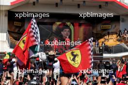 The podium (L to R): Ravin Jain (GBR) Ferrari Strategy Director; Carlos Sainz Jr (ESP) Ferrari, second; Charles Leclerc (MON) Ferrari, race winner; Max Verstappen (NLD) Red Bull Racing, third. 20.10.2024. Formula 1 World Championship, Rd 19, United States Grand Prix, Austin, Texas, USA, Race Day.