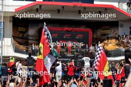 The podium (L to R): Carlos Sainz Jr (ESP) Ferrari, second; Charles Leclerc (MON) Ferrari, race winner; Max Verstappen (NLD) Red Bull Racing, third. 20.10.2024. Formula 1 World Championship, Rd 19, United States Grand Prix, Austin, Texas, USA, Race Day.