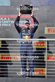 Max Verstappen (NLD) Red Bull Racing celebrates his second position on the podium. 20.10.2024. Formula 1 World Championship, Rd 19, United States Grand Prix, Austin, Texas, USA, Race Day.