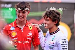 (L to R): Oliver Bearman (GBR) Ferrari Reserve Driver with Andrea Kimi Antonelli (ITA) Mercedes AMG F1 Junior Driver. 19.10.2024. Formula 1 World Championship, Rd 19, United States Grand Prix, Austin, Texas, USA, Sprint and Qualifying Day.