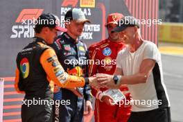 Sprint top three in parc ferme (L to R): Lando Norris (GBR) McLaren, third; Max Verstappen (NLD) Red Bull Racing, winner; Carlos Sainz Jr (ESP) Ferrari, second; Sting (GBR) Musician. 19.10.2024. Formula 1 World Championship, Rd 19, United States Grand Prix, Austin, Texas, USA, Sprint and Qualifying Day.