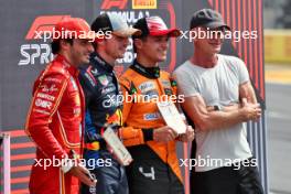 Sprint top three in parc ferme (L to R): Lando Norris (GBR) McLaren, third; Max Verstappen (NLD) Red Bull Racing, winner; Carlos Sainz Jr (ESP) Ferrari, second; Sting (GBR) Musician. 19.10.2024. Formula 1 World Championship, Rd 19, United States Grand Prix, Austin, Texas, USA, Sprint and Qualifying Day.