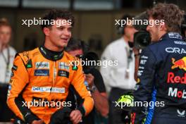 (L to R): pole sitter Lando Norris (GBR) McLaren in qualifying parc ferme with second placed Max Verstappen (NLD) Red Bull Racing. 19.10.2024. Formula 1 World Championship, Rd 19, United States Grand Prix, Austin, Texas, USA, Sprint and Qualifying Day.