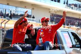 (L to R): Carlos Sainz Jr (ESP) Ferrari and Charles Leclerc (MON) Ferrari on the drivers' parade. 20.10.2024. Formula 1 World Championship, Rd 19, United States Grand Prix, Austin, Texas, USA, Race Day.