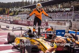 Race winner Gabriel Bortoleto (BRA) Invicta Racing celebrates in parc ferme. 30.06.2024. FIA Formula 2 Championship, Rd 7, Feature Race, Spielberg, Austria, Sunday.